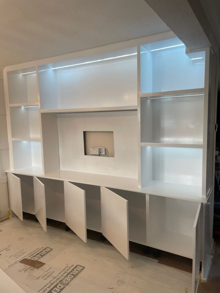 Cheshunt, build new TV unit, installation of led light, painting the TV unit