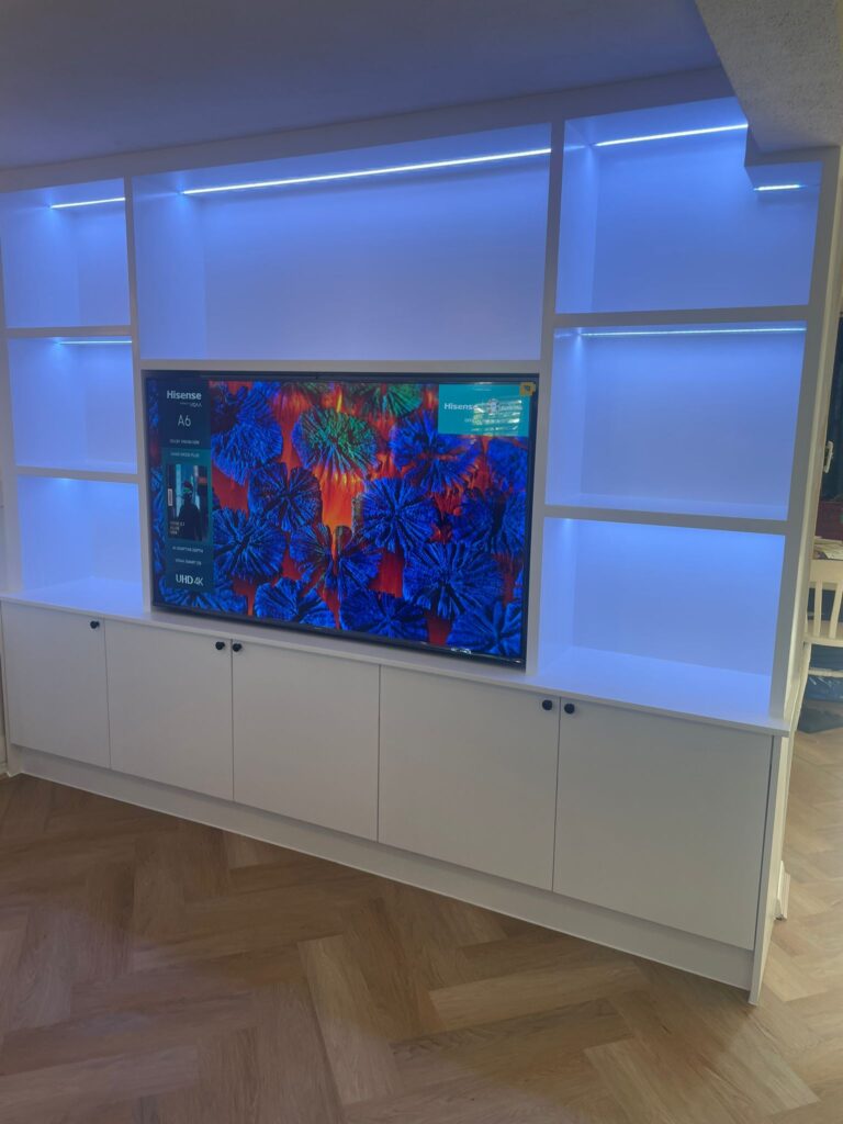 Cheshunt, build new TV unit, installation of led light, painting the TV unit