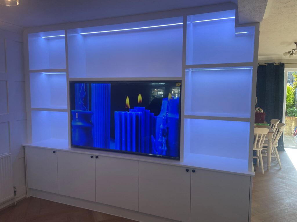Cheshunt, build new TV unit, installation of led light, painting the TV unit