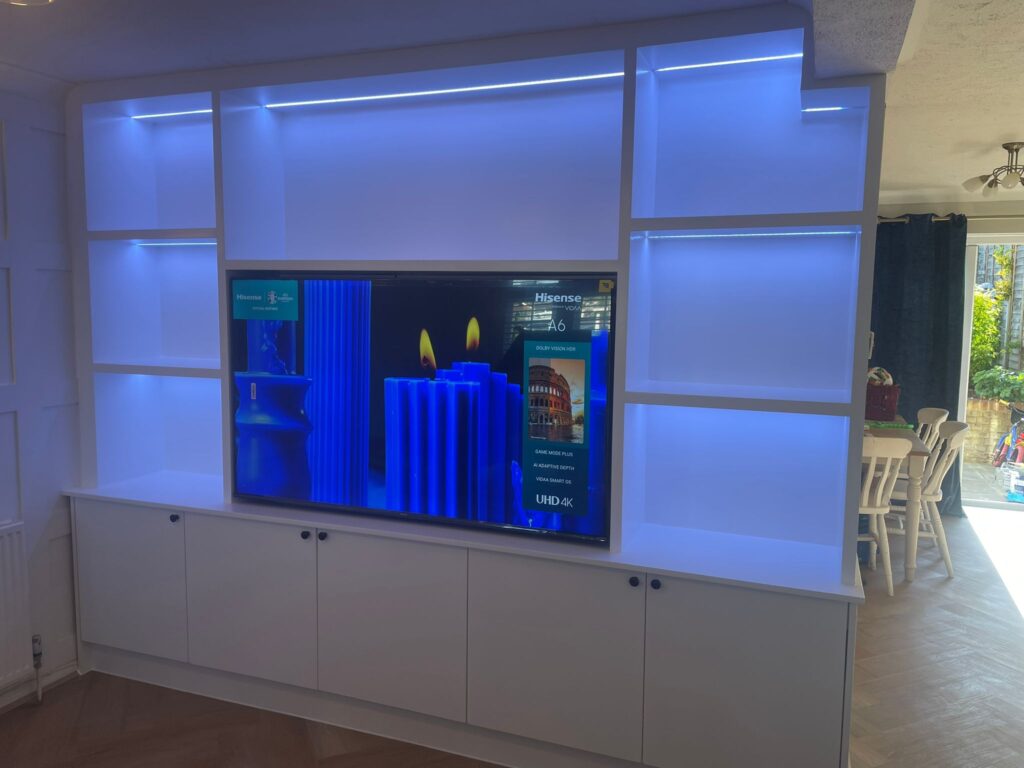 Cheshunt, build new TV unit, installation of led light, painting the TV unit