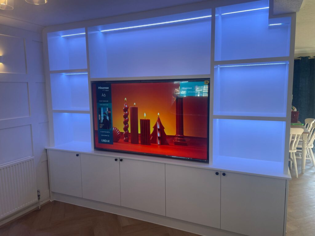 Cheshunt, build new TV unit, installation of led light, painting the TV unit