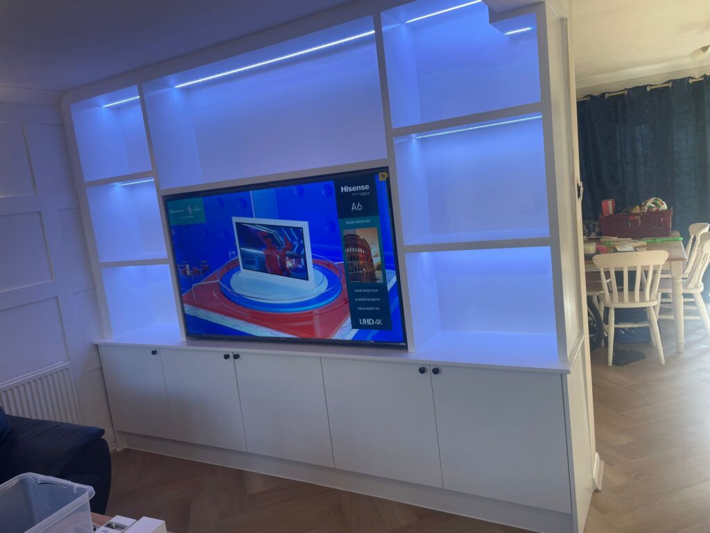 Cheshunt, build new TV unit, installation of led light, painting the TV unit